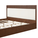 King Size Platform Bed Frame with Upholstered Headboard, Brown
