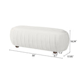 50" Oval Ottoman, Upholstered Entryway Bench with Rubberwood Legs for Bedroom, Living Room