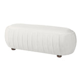 50" Oval Ottoman, Upholstered Entryway Bench with Rubberwood Legs for Bedroom, Living Room