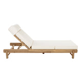 Outdoor Chaise Lounge with 3-Position Adjustable Back & Thick Water-Resistant Cushion, Patio Reclining Lounger Daybed Sunbathing Bed, Beige