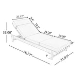 Outdoor Chaise Lounge with 3-Position Adjustable Back & Thick Water-Resistant Cushion, Patio Reclining Lounger Daybed Sunbathing Bed, Beige