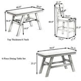 6pcs Dining Set Counter Height Dining Table Set Family Kitchen Table Set with Padded Dining Chairs & Bench, Espresso