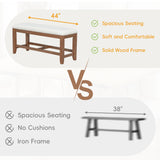 6pcs Extendable Dining Set Dining Table Set Family Kitchen Table Set with Upholstered Dining Chairs & Bench, Brown+Ivory