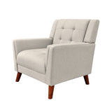 Upholstered Accent Chair Mid Century Modern Armchair Tufted Club Chair Single Sofa Chair Lounge Reading Chair, Beige