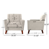 Upholstered Accent Chair Mid Century Modern Armchair Tufted Club Chair Single Sofa Chair Lounge Reading Chair, Beige