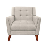 Upholstered Accent Chair Mid Century Modern Armchair Tufted Club Chair Single Sofa Chair Lounge Reading Chair, Beige