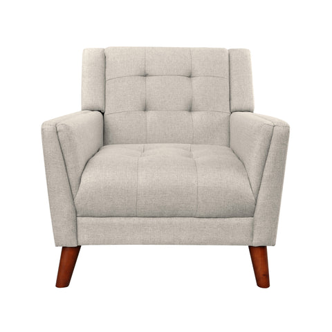 Upholstered Accent Chair Mid Century Modern Armchair Tufted Club Chair Single Sofa Chair Lounge Reading Chair, Beige