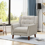 Upholstered Accent Chair Mid Century Modern Armchair Tufted Club Chair Single Sofa Chair Lounge Reading Chair, Beige