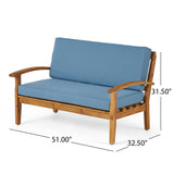 Patio Loveseat & Coffee Table Set Outdoor Sofa Set with Water-resistant Cushion, Garden Conversation Chat Set Seating Set, Blue