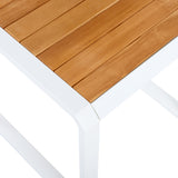 Patio End Table Outdoor Side Table Weather-Resistant Garden Accent Table with Metal Frame, Teak,White