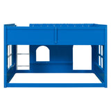 Playhouse Style Full Size Loft Bed with LED Light String, Ladder & Window for Kids/Teens