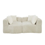 137.8" Modular Sectional Sofa, Upholstered Boneless Couch with 4 Pillows for Living Room, No Assembly Required