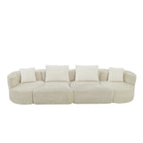 137.8" Modular Sectional Sofa, Upholstered Boneless Couch with 4 Pillows for Living Room, No Assembly Required