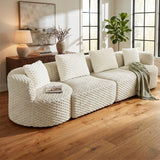 137.8" Modular Sectional Sofa, Upholstered Boneless Couch with 4 Pillows for Living Room, No Assembly Required