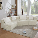 137.8" Modular Sectional Sofa, Upholstered Boneless Couch with 4 Pillows for Living Room, No Assembly Required