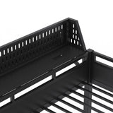 Twin XL over Twin XL Size Metal Bunk Bed with USB Ports, LED Lights, Storage Shelves & Pegboard, Black