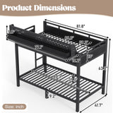 Twin XL over Twin XL Size Metal Bunk Bed with USB Ports, LED Lights, Storage Shelves & Pegboard, Black