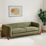 82" Boucle Fabric Sofa Couch with Removable Seat Cushion & Wedge-shaped Wood Legs for Living Room, Apartment, Office