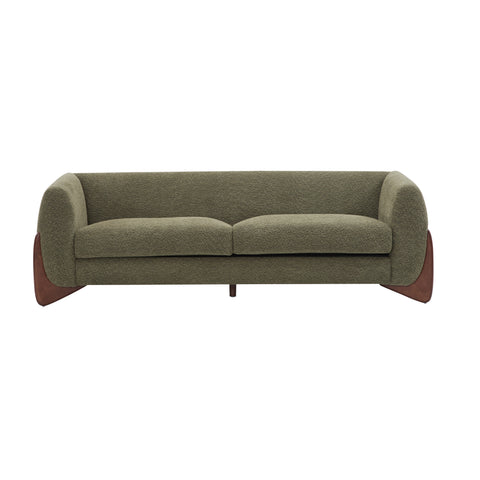 82" Boucle Fabric Sofa Couch with Removable Seat Cushion & Wedge-shaped Wood Legs for Living Room, Apartment, Office
