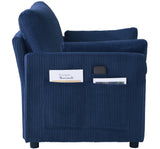 Upholstered Accent Chair with 2 Pillows, Ergonomic Single Sofa Chair Oversized Reading Chair Club Chair Armchair, Blue