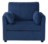 Upholstered Accent Chair with 2 Pillows, Ergonomic Single Sofa Chair Oversized Reading Chair Club Chair Armchair, Blue