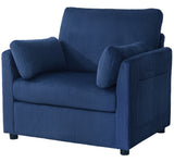 Upholstered Accent Chair with 2 Pillows, Ergonomic Single Sofa Chair Oversized Reading Chair Club Chair Armchair, Blue