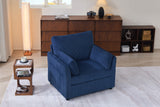 Upholstered Accent Chair with 2 Pillows, Ergonomic Single Sofa Chair Oversized Reading Chair Club Chair Armchair, Blue