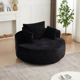 360° Swivel Accent Chair Upholstered Round Single Sofa Chair Sleeper Lounge Chair, Black