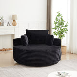 360° Swivel Accent Chair Upholstered Round Single Sofa Chair Sleeper Lounge Chair, Black