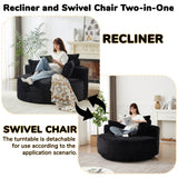 360° Swivel Accent Chair Upholstered Round Single Sofa Chair Sleeper Lounge Chair, Black