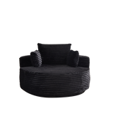 360° Swivel Accent Chair Upholstered Round Single Sofa Chair Sleeper Lounge Chair, Black