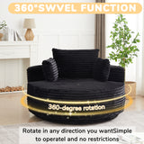 360° Swivel Accent Chair Upholstered Round Single Sofa Chair Sleeper Lounge Chair, Black