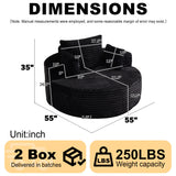 360° Swivel Accent Chair Upholstered Round Single Sofa Chair Sleeper Lounge Chair, Black