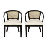 Set of 2 Classic Dining Chairs, Armchairs with Rattan Back & Rubberwood Frame for Kitchen, Dining Room, Living Room
