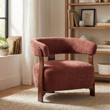 Modern Barrel Accent Chair, Minimalist Lounge Club Chair Upholstered Armchair with Rubberwood Legs