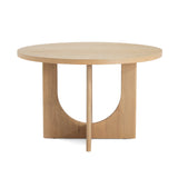 48" Round Dining Table, Mid-Century Modern Wooden Kitchen Table with Pedestal Base Frame for 4-6