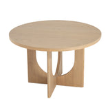 48" Round Dining Table, Mid-Century Modern Wooden Kitchen Table with Pedestal Base Frame for 4-6