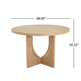 48" Round Dining Table, Mid-Century Modern Wooden Kitchen Table with Pedestal Base Frame for 4-6