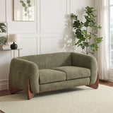 63" Upholstered Loveseat Sofa, Mid-Century Modern Loveseat Couch with Solid Birch Wood Wedge Legs