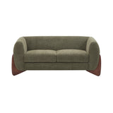 63" Upholstered Loveseat Sofa, Mid-Century Modern Loveseat Couch with Solid Birch Wood Wedge Legs