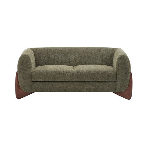 63" Upholstered Loveseat Sofa, Mid-Century Modern Loveseat Couch with Solid Birch Wood Wedge Legs