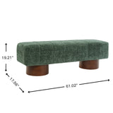 61.02" Boucle Upholstered Bench, Entryway Bench with Rubber & Plywood Frame for Bedroom, Living Room, Dining Room