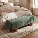 61.02" Boucle Upholstered Bench, Entryway Bench with Rubber & Plywood Frame for Bedroom, Living Room, Dining Room