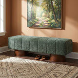 61.02" Boucle Upholstered Bench, Entryway Bench with Rubber & Plywood Frame for Bedroom, Living Room, Dining Room