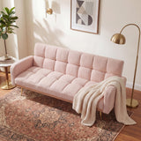 69" Convertible Loveseat Sofa Couch, Teddy Fleece Adjustable Sofa Bed for Living Room, Bedroom, Office