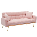 69" Convertible Loveseat Sofa Couch, Teddy Fleece Adjustable Sofa Bed for Living Room, Bedroom, Office
