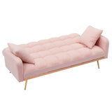 69" Convertible Loveseat Sofa Couch, Teddy Fleece Adjustable Sofa Bed for Living Room, Bedroom, Office