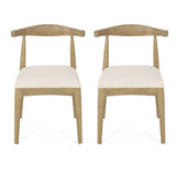 Set of 2 Mid-Century Rubberwood Dining Chairs, Tapered Leg Open Back Upholstered Side Chairs for Dining Room Kitchen