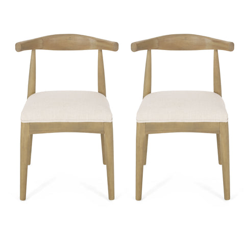 Set of 2 Mid-Century Rubberwood Dining Chairs, Tapered Leg Open Back Upholstered Side Chairs for Dining Room Kitchen