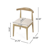 Set of 2 Mid-Century Rubberwood Dining Chairs, Tapered Leg Open Back Upholstered Side Chairs for Dining Room Kitchen